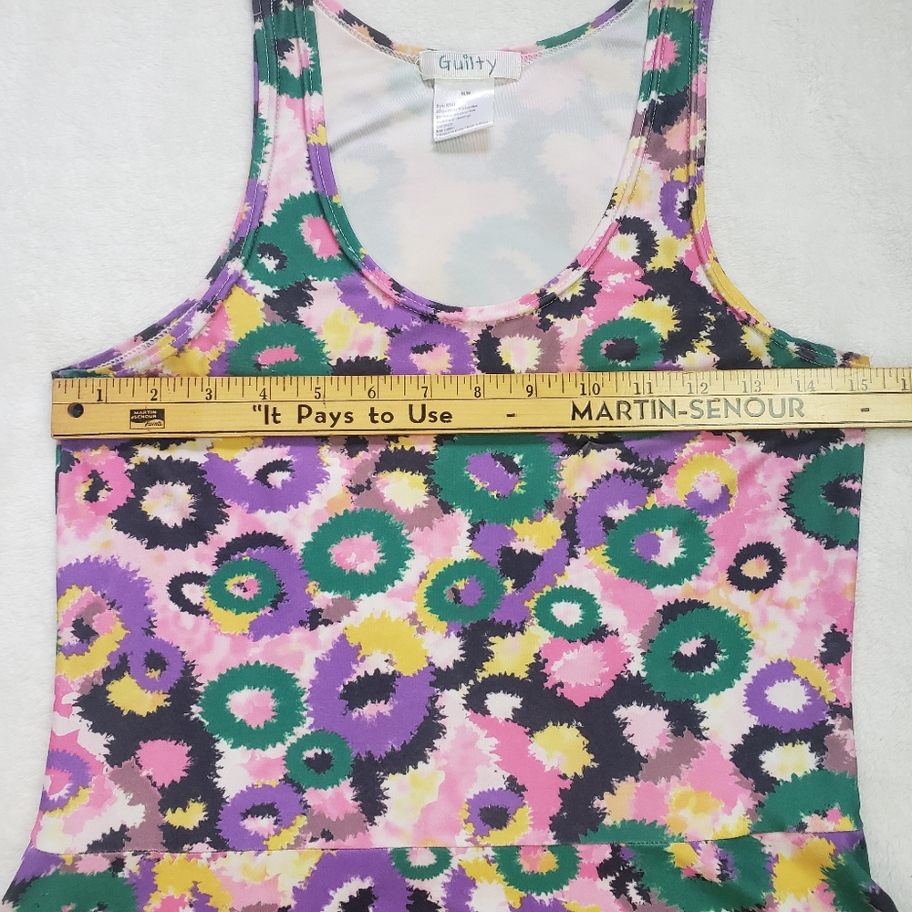 Guilty, Floral Fireworks Colourful Ombre 90s Skater Dress, Medium, Multicoloured - Picture 10 of 14